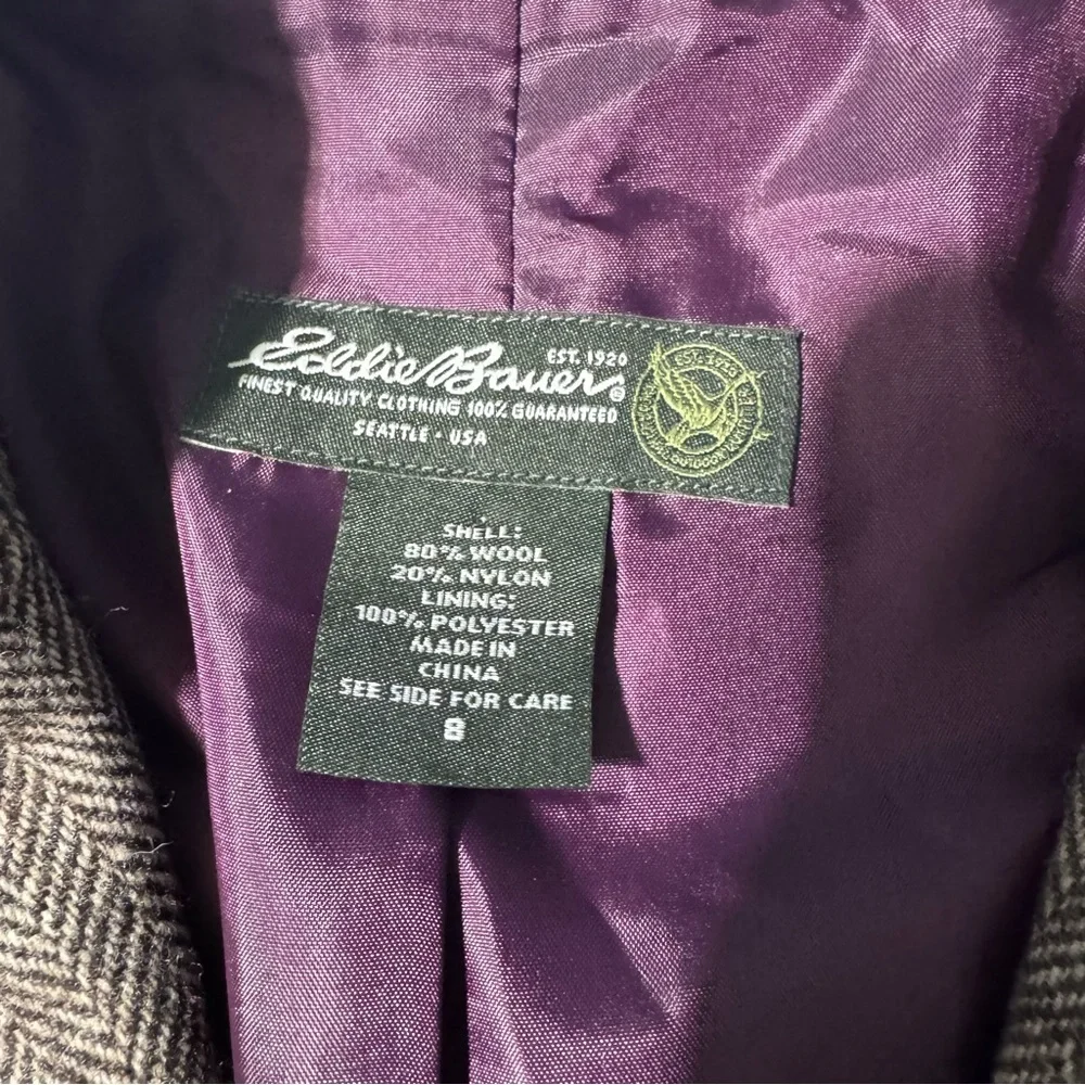 Eddie Bauer Tailored Wool Herringbone Blazer Heritage Preppy - Picture 4 of 8